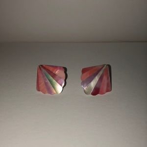 Vintage pearly scalloped-edge earrings